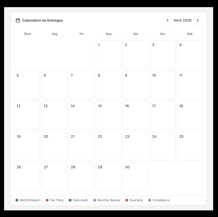 Calendar — componente em ação