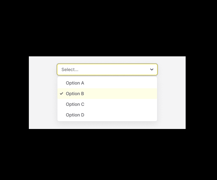 Dropdown / Select — componente em ação
